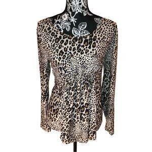 Time And Tru Leopard Maternity Long Sleeve Shirt Jungle Cat Animal Print
